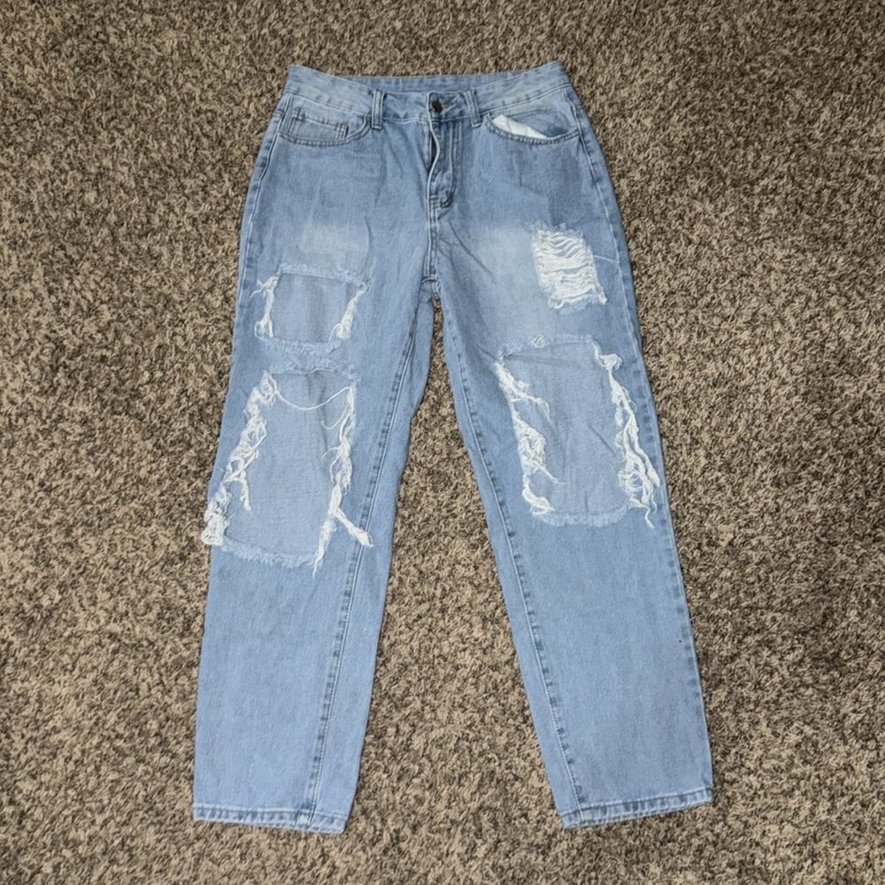 SHEIN distressed mom fit jeans